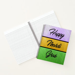 SlipperyJoe's Happy Mardi Gras paarse gouden groen Notitieboek