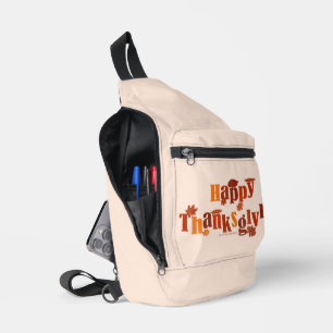 SlipperyJoe's Happy Thanksgiving herfstbladeren Sling Bag