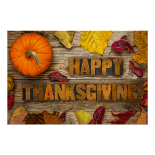 SlipperyJoe's Happy Thanksgiving pompoen gedroogd  Perfect Poster