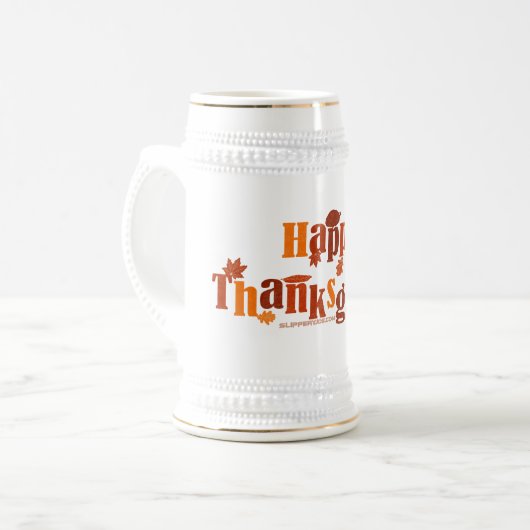 SlipperyJoe's heldere feestelijke Thanksgiving-afb Bierpul (Voorkant links)