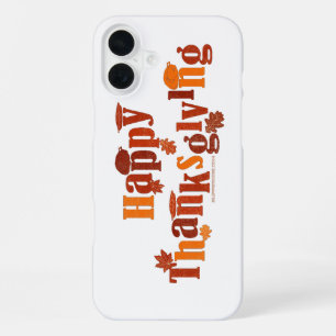SlipperyJoe's heldere feestelijke Thanksgiving-afb iPhone 16 Plus Hoesje
