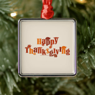 SlipperyJoe's heldere feestelijke Thanksgiving-afb Metalen Ornament