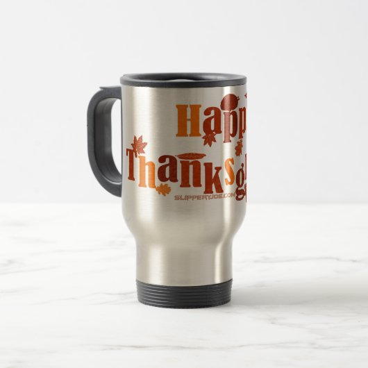 SlipperyJoe's heldere feestelijke Thanksgiving-afb Reisbeker (Voorkant links)