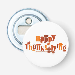 SlipperyJoe's heldere feestelijke Thanksgiving-gra Button Flesopener
