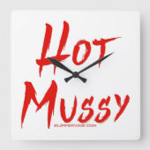 SlipperyJoe's hete mussy gedurfde levendige rode t Vierkante Klok (Voorkant)