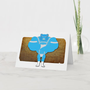 SlipperyJoe's homo spierberen cartoon thong leathe Folie Wenskaart