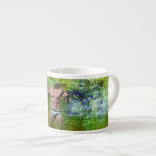 SlipperyJoe's hoog gespierde volwassen man zonder  Espresso Kop