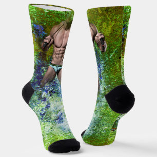 SlipperyJoe's hoog gespierde volwassen man zonder Sokken