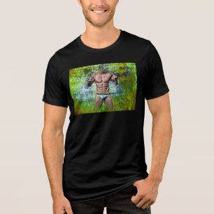 SlipperyJoe's hoog gespierde volwassen man zonder  Tri-Blend Shirt