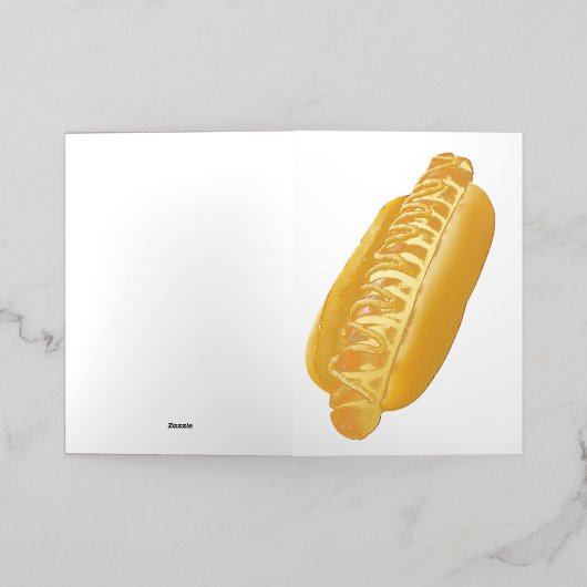 SlipperyJoe's hotdog genesteld zacht broodje leven Folie Wenskaart (Buiten Laag)