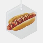 SlipperyJoe's hotdog genesteld zacht broodje leven Glas Ornament (Voorkant)