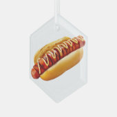 SlipperyJoe's hotdog genesteld zacht broodje leven Glas Ornament (Voorkant links)