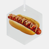 SlipperyJoe's hotdog genesteld zacht broodje leven Glas Ornament (Achterkant)