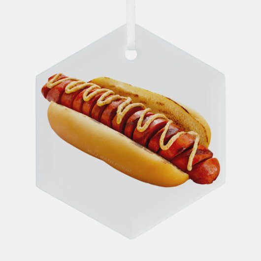 SlipperyJoe's hotdog genesteld zacht broodje leven Glas Ornament (Achterkant)