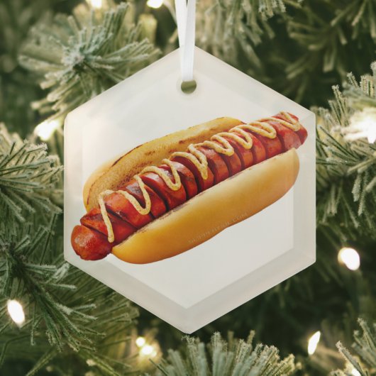 SlipperyJoe's hotdog genesteld zacht broodje leven Glas Ornament (Insitu)