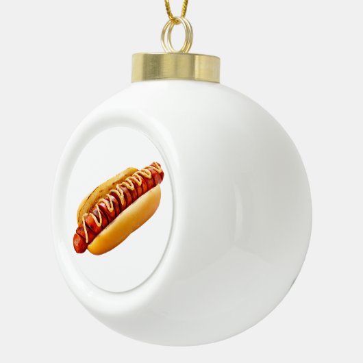 SlipperyJoe's hotdog genesteld zacht broodje leven Keramische Bal Ornament (Rechts)