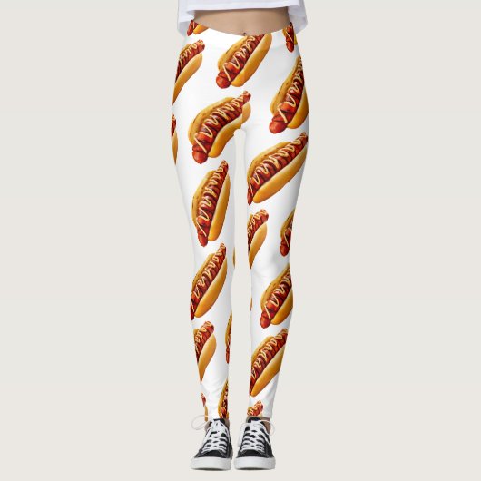 SlipperyJoe's hotdog genesteld zacht broodje leven Leggings (Voorkant)