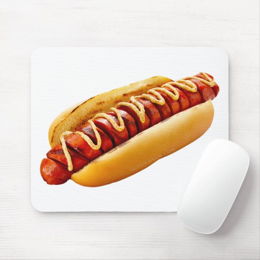 SlipperyJoe's hotdog genesteld zacht broodje leven Muismat (Met muis)