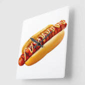 SlipperyJoe's hotdog genesteld zacht broodje leven Vierkante Klok (Hoek)