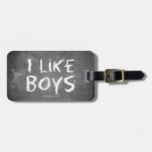 SlipperyJoe's I Like Boys vuile krijtbord donker t Bagagelabel (Voorkant horizontaal)