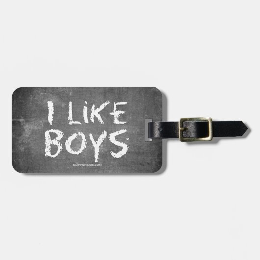 SlipperyJoe's I Like Boys vuile krijtbord donker t Bagagelabel (Voorkant horizontaal)