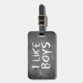 SlipperyJoe's I Like Boys vuile krijtbord donker t Bagagelabel (Voorkant verticaal)