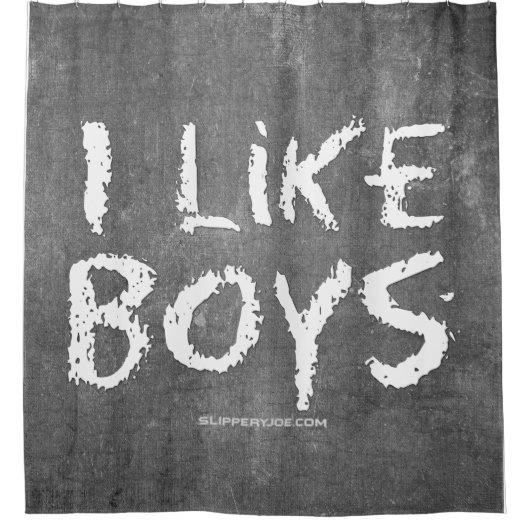 SlipperyJoe's I Like Boys vuile krijtbord donker t Douchegordijn (Voorkant)