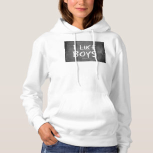 SlipperyJoe's I Like Boys vuile krijtbord donker t Hoodie