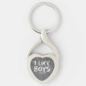 SlipperyJoe's I Like Boys vuile krijtbord donker t Sleutelhanger (Voorkant)