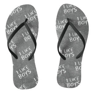 SlipperyJoe's I Like Boys vuile krijtbord donker t Teenslippers