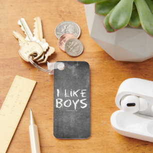 SlipperyJoe's I Like Boys vuile krijtbord donkere  Sleutelhanger