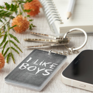 SlipperyJoe's I Like Boys vuile krijtbord donkere  Sleutelhanger