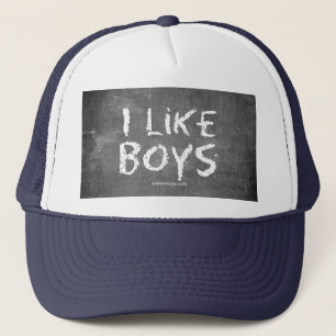 SlipperyJoe's I Like Boys vuile krijtbord donkere Trucker Pet