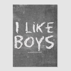 SlipperyJoe's I Like Boys vuile krijtbord donkere  Vellum Uitnodigingen