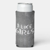 SlipperyJoe's I Like Girls vuil krijtbord donker Seltzer Blikjeskoeler (Seltzer Voorkant)