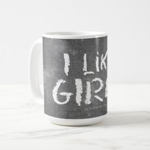 SlipperyJoe's I Like Girls vuile krijtbord donkere Koffiemok