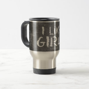 SlipperyJoe's I Like Girls vuile krijtbord donkere Reisbeker