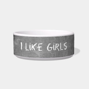 SlipperyJoe's I Like Girls vuile krijtbord donkere Voerbakje