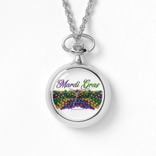 SlipperyJoe's iconische Mardi Gras-thema afbeeldin Horloge