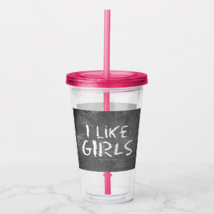 SlipperyJoe's Ik Hou Van Meisjes vuile schoolbord Acryl Drinkbeker