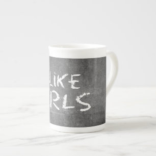 SlipperyJoe's Ik Hou Van Meisjes vuile schoolbord Porselein Kop