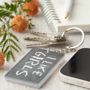 SlipperyJoe's Ik Hou Van Meisjes vuile schoolbord Sleutelhanger