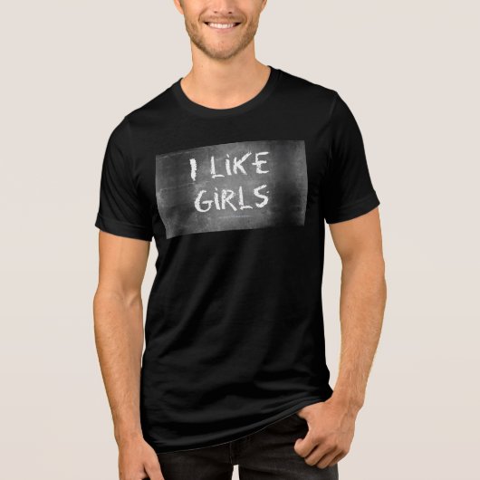 SlipperyJoe's Ik Hou Van Meisjes vuile schoolbord Tri-Blend Shirt (Voorkant)