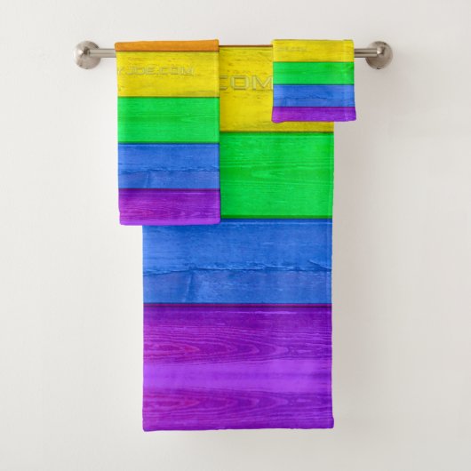 SlipperyJoe's Inclusieve gay pride vlag getexturee Bad Handdoek (Insitu)