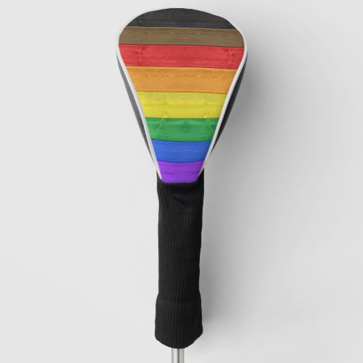 SlipperyJoe's Inclusieve gay pride vlag getexturee Golfheadcover (Voorkant)