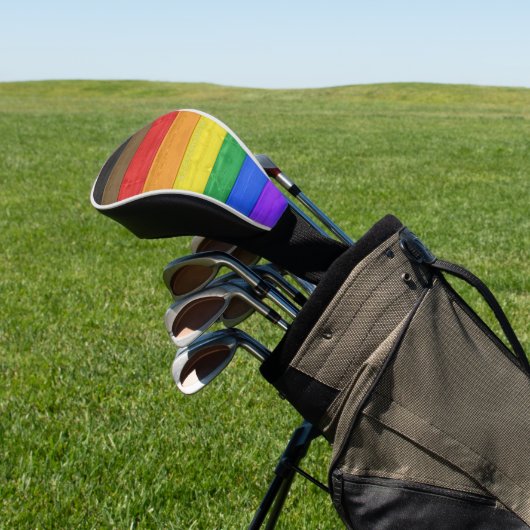 SlipperyJoe's Inclusieve gay pride vlag getexturee Golfheadcover (Insitu)