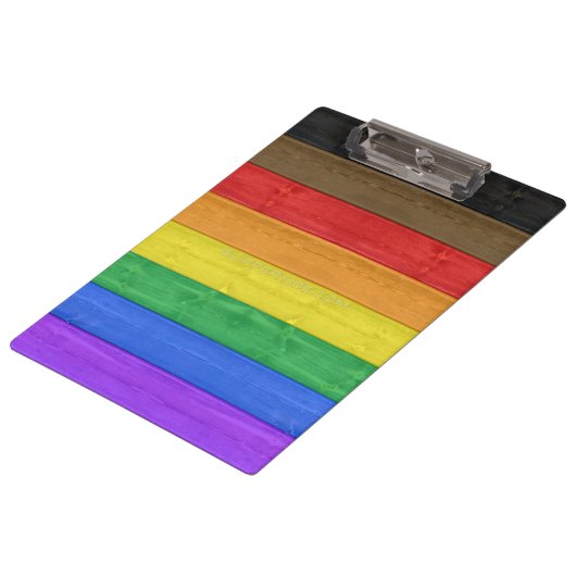 SlipperyJoe's Inclusieve gay pride vlag getexturee Klembord (Gekanteld)