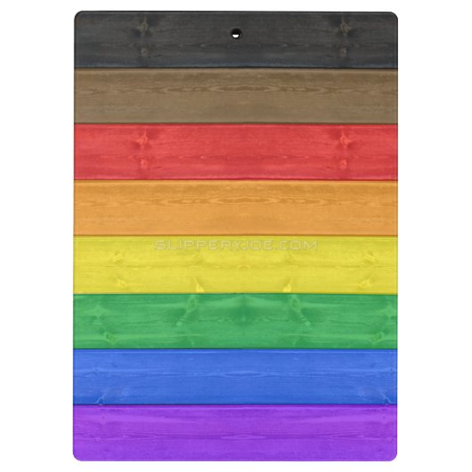 SlipperyJoe's Inclusieve gay pride vlag getexturee Klembord (Achterkant)