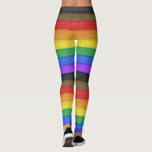 SlipperyJoe's Inclusieve gay pride vlag getexturee Leggings (Achterkant)