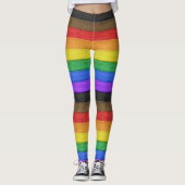 SlipperyJoe's Inclusieve gay pride vlag getexturee Leggings (Voorkant)